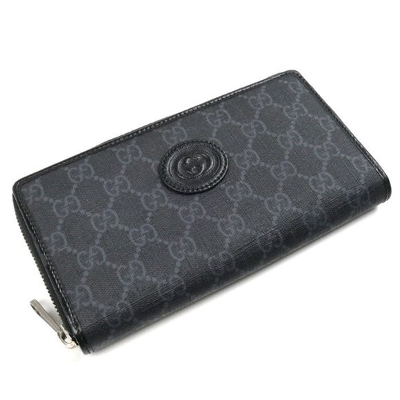 GUCCI Gucci Interlocking G Zip Around Long Wallet Round Black 673003 Men's - Picture 1 of 7